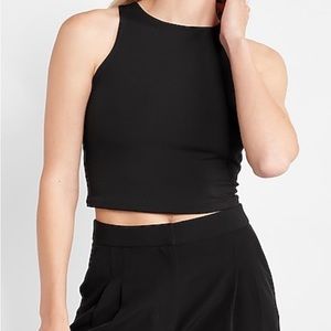 Express high compression body contour matte high neck cropped tank